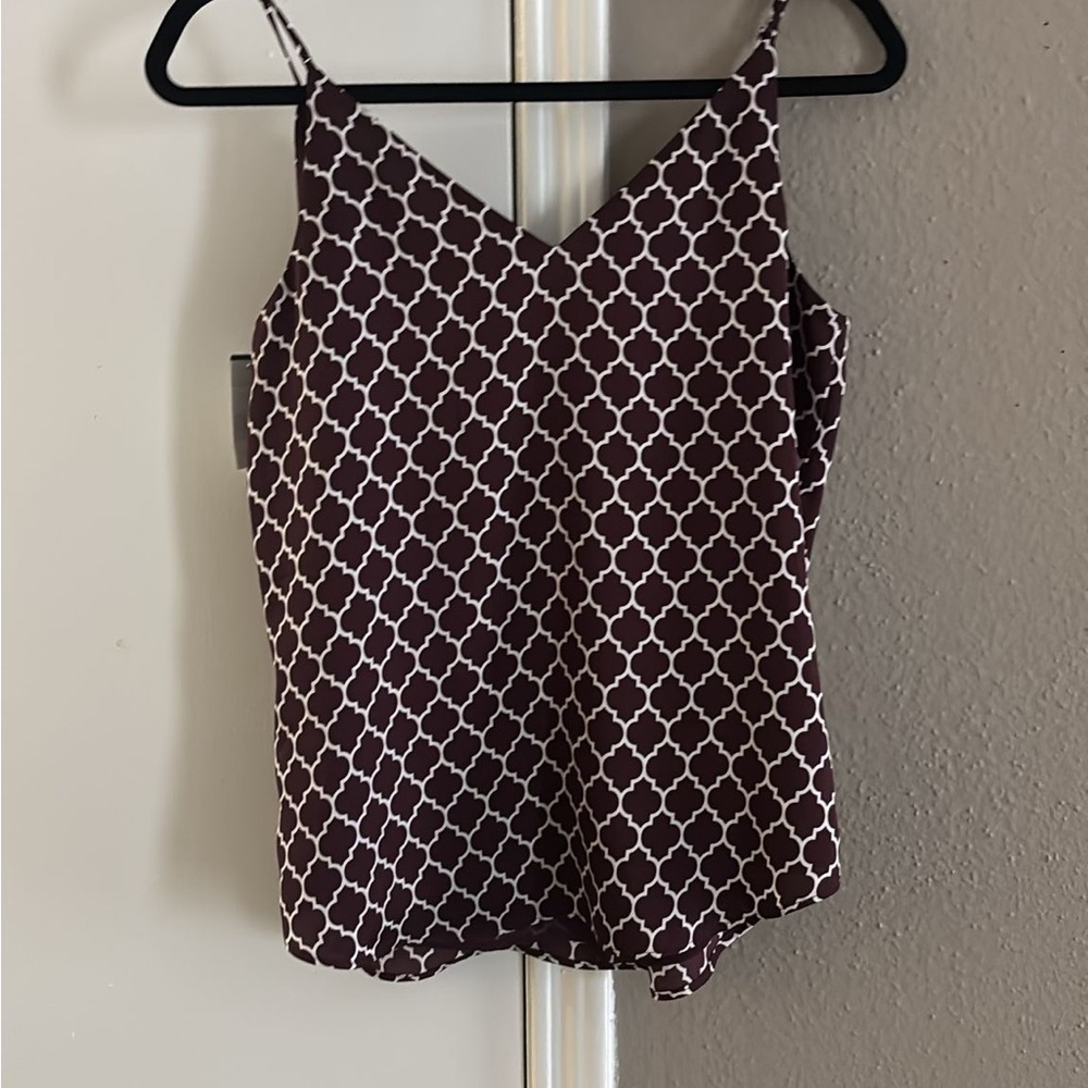 Express Brown and White Fitted Camisole